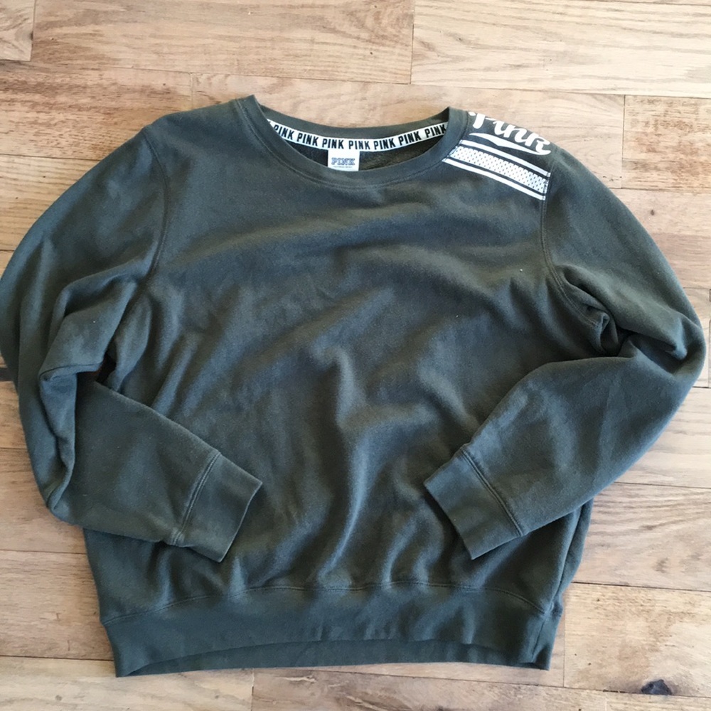 Forest green pink sweater size L